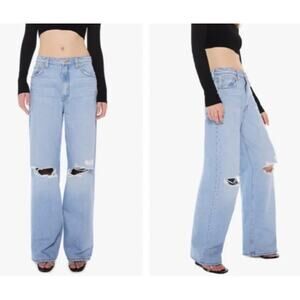 Mother The Fun Dip Puddle Slice Distressed Jeans size 12